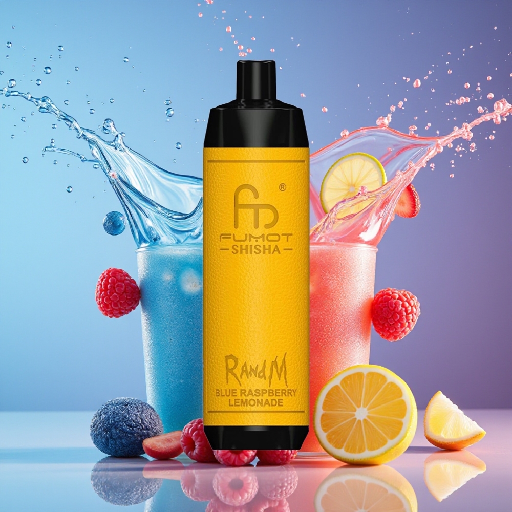 Suomi tukku RandM Fumot Shisha 10000 Puffs Disposable Vape Sininen vadelma-lemonadi 18ml 850mAh Blue Raspberry Lemonade