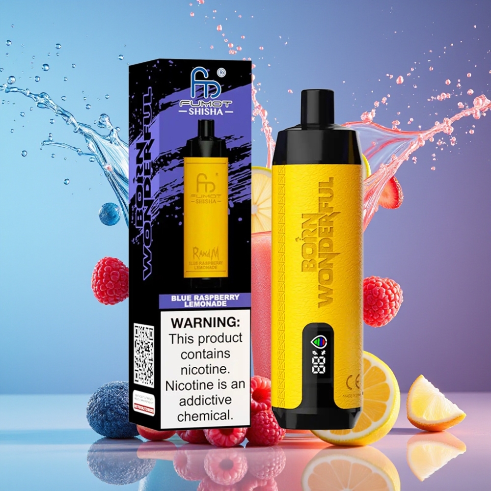 Suomi tukku RandM Fumot Shisha 10000 Puffs Disposable Vape Sininen vadelma-lemonadi 18ml 850mAh Blue Raspberry Lemonade
