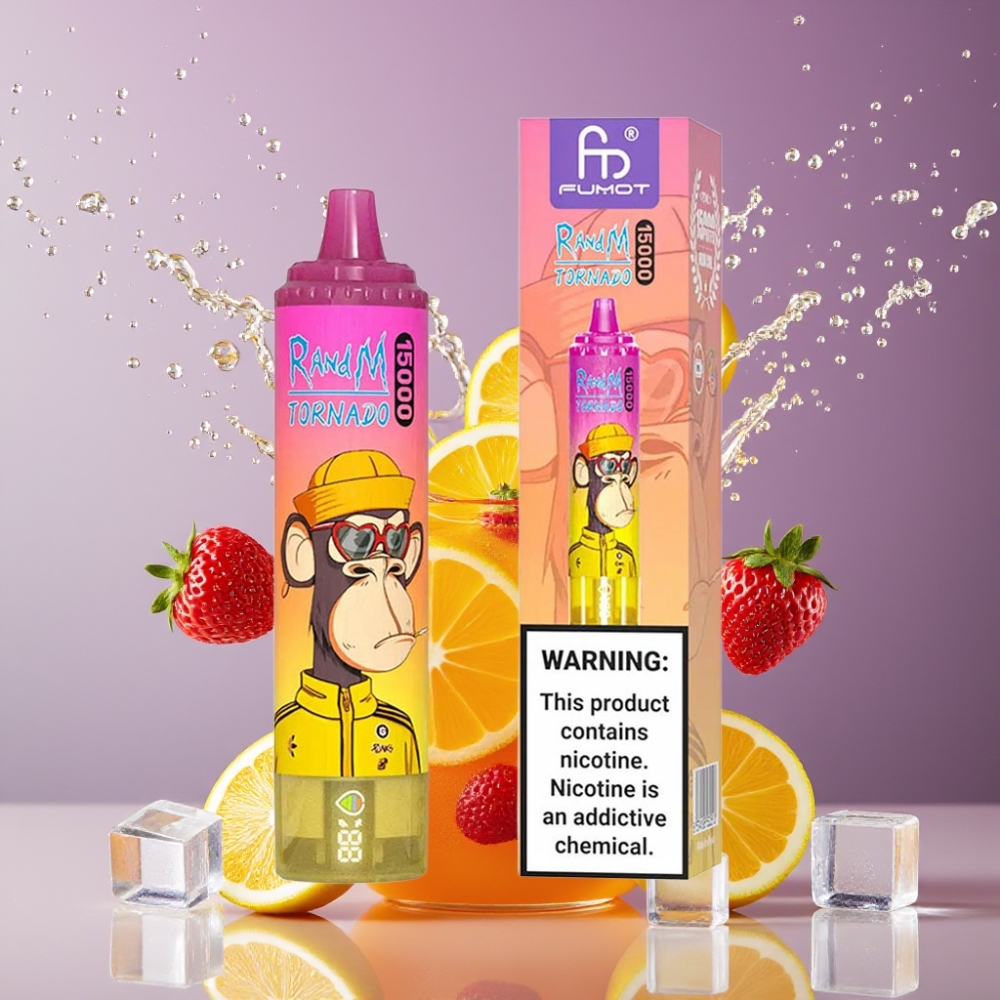 Suomi tukku RandM Fumot Tornado 15000 Puffs 25ml 850mAh LCD Näyttö Banaani-Jää Disposable Vape