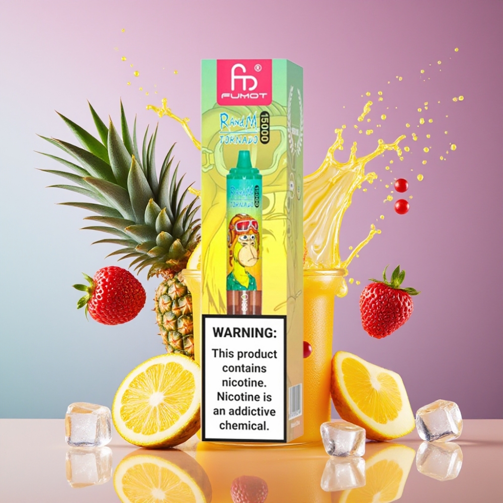 Suomi tukku RandM Fumot Tornado 15000 Puffs 25ml 850mAh Mesh Coil Ananas-Jää Disposable Vape