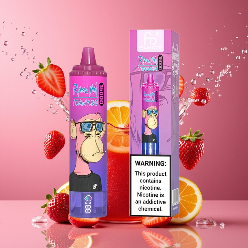 Suomi tukku RandM Fumot Tornado 15000 Puffs 25ml 850mAh Mesh Coil Type-C LCD Mansikka Viinirypäle