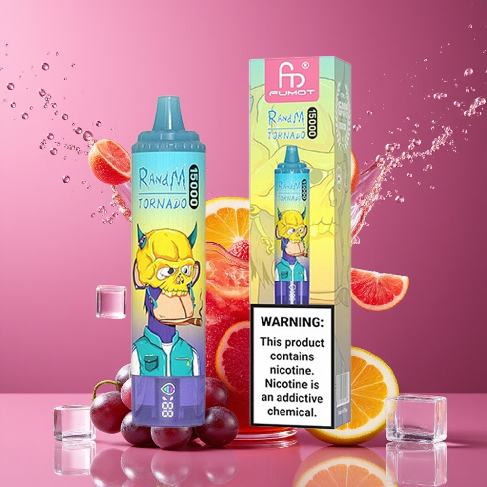 Suomi tukku RandM Fumot Tornado 15000 Puffs 25ml 850mAh Mesh Coil Type-C Ladattava Disposable Vape Viinijää