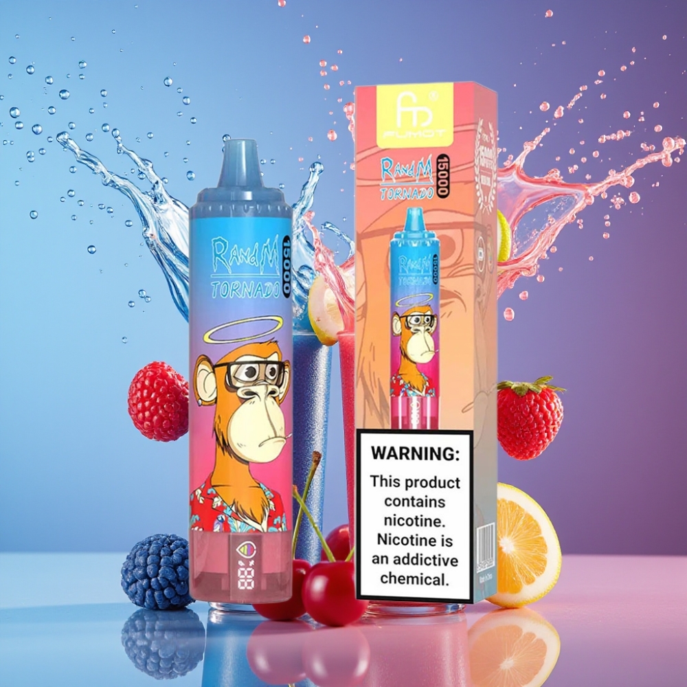 Suomi tukku RandM Fumot Tornado 15000 Puffs 25ml 850mAh Type-C Disposable Vape Sininen Vadelma-Kirsikka