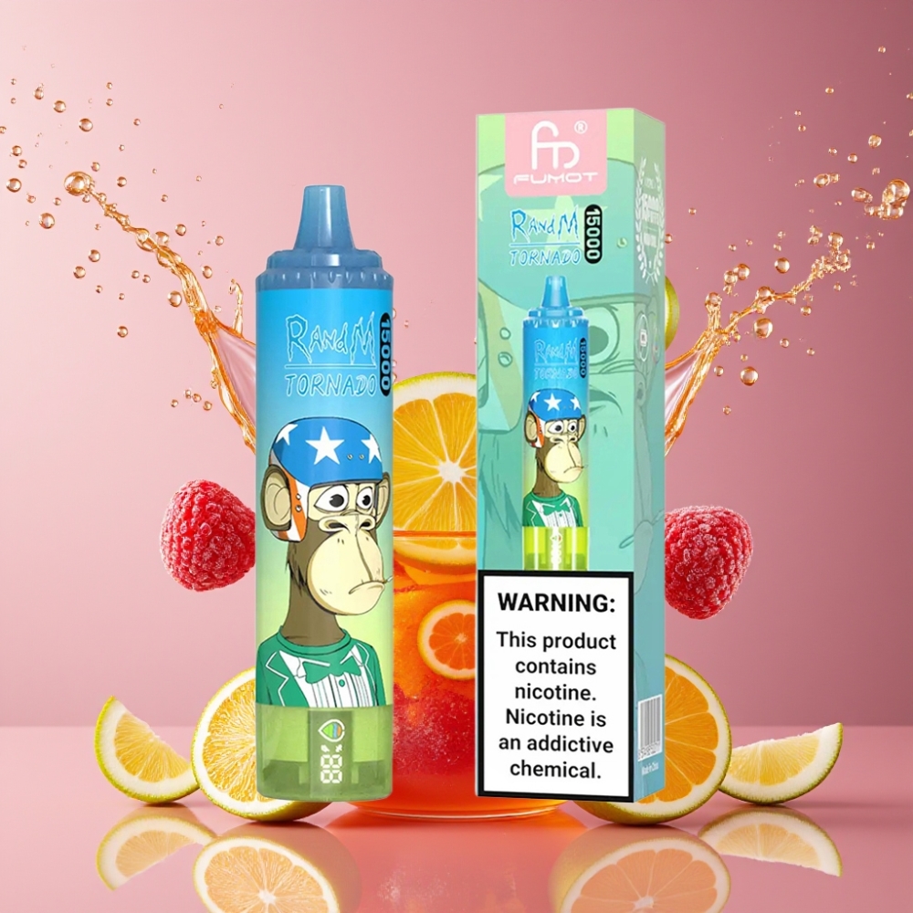 Suomi tukku RandM Fumot Tornado 15000 Puffs 25ml Mesh Coil Type-C LCD Disposable Vape Karkki Karhu