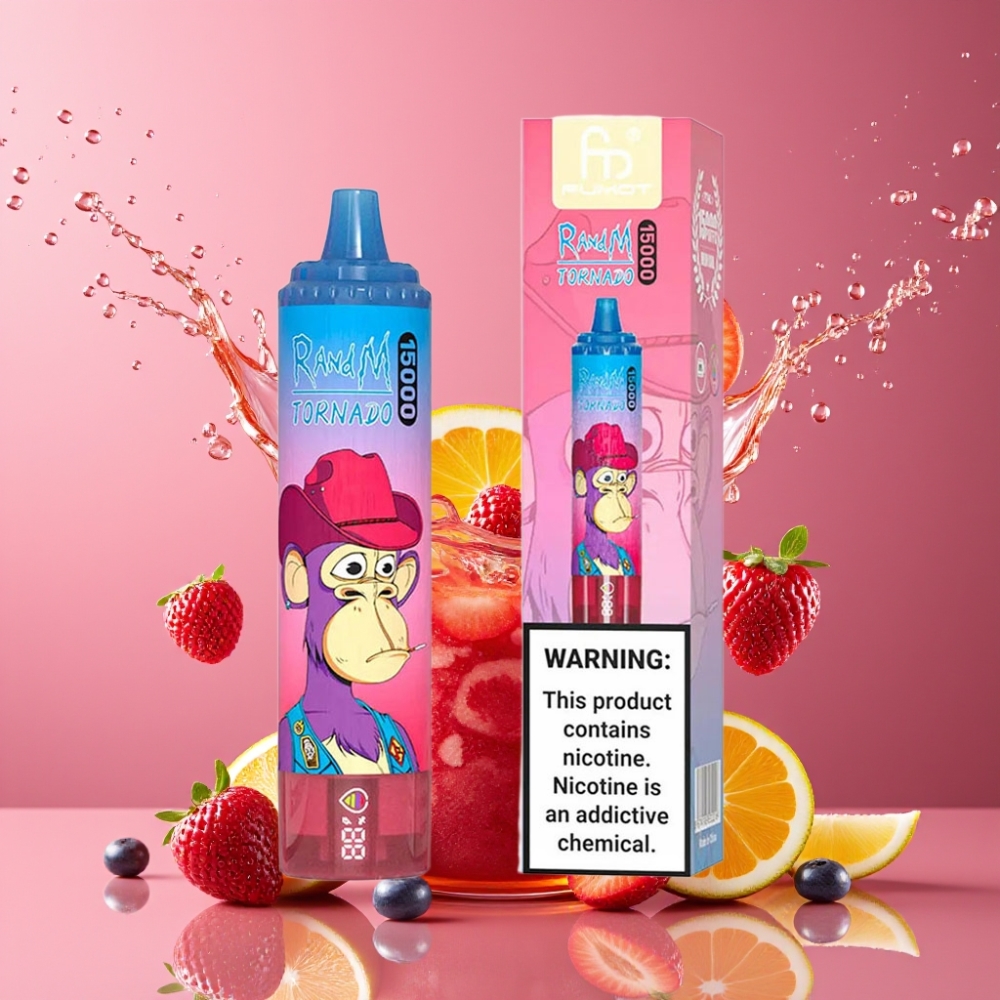 Suomi tukku RandM Fumot Tornado 15000 Puffs 25ml Mixed Berry 850mAh Type-C LCD Mesh Coil