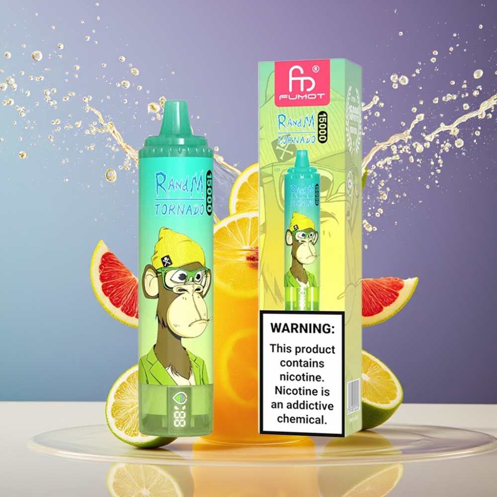 Suomi tukku RandM Fumot Tornado 15000 Puffs 25ml Sitruuna-Lime 850mAh Type-C LCD - Mesh Coil