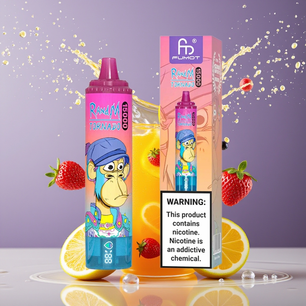 Suomi tukku RandM Fumot Tornado 15000 Puffs 25ml Sitruunalimu Disposable Vape 850mAh Type-C LCD