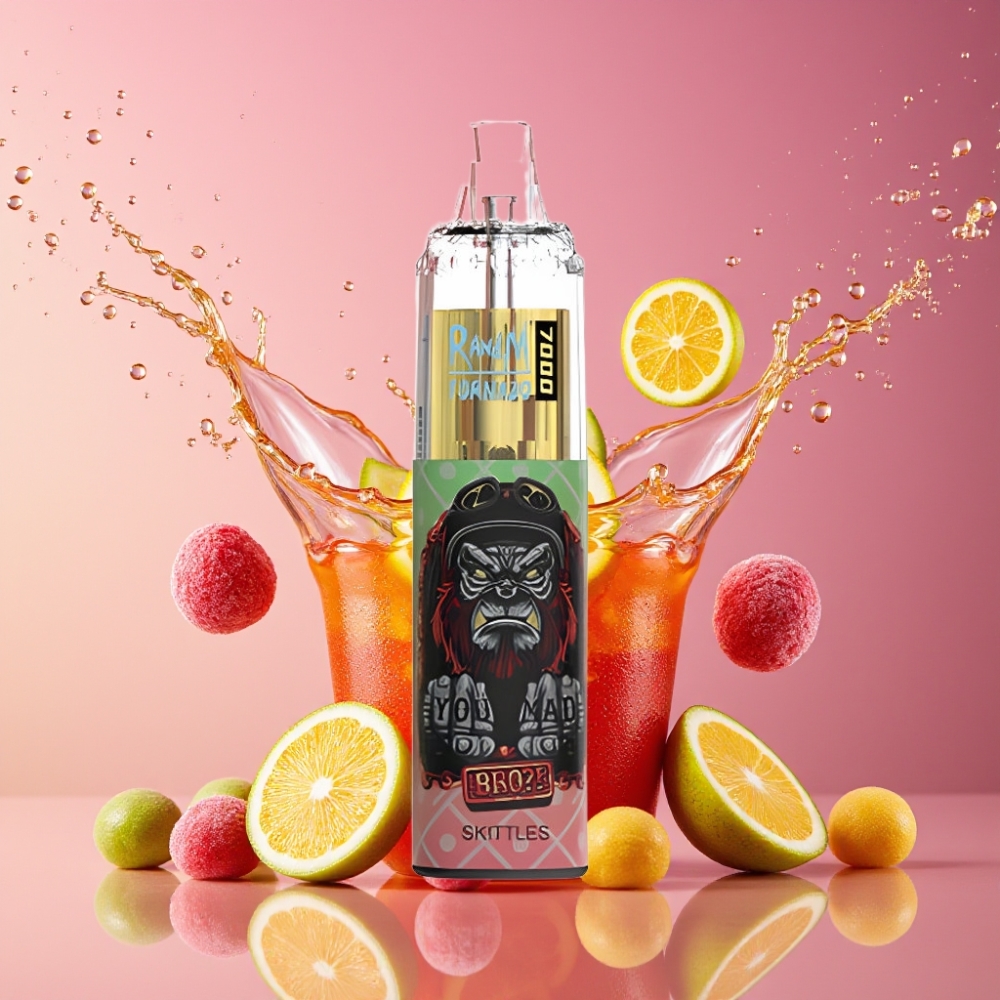 Suomi tukku RandM Fumot Tornado 7000 14ML RGB Mesh Coil Type-C Disposable Vape Skittles