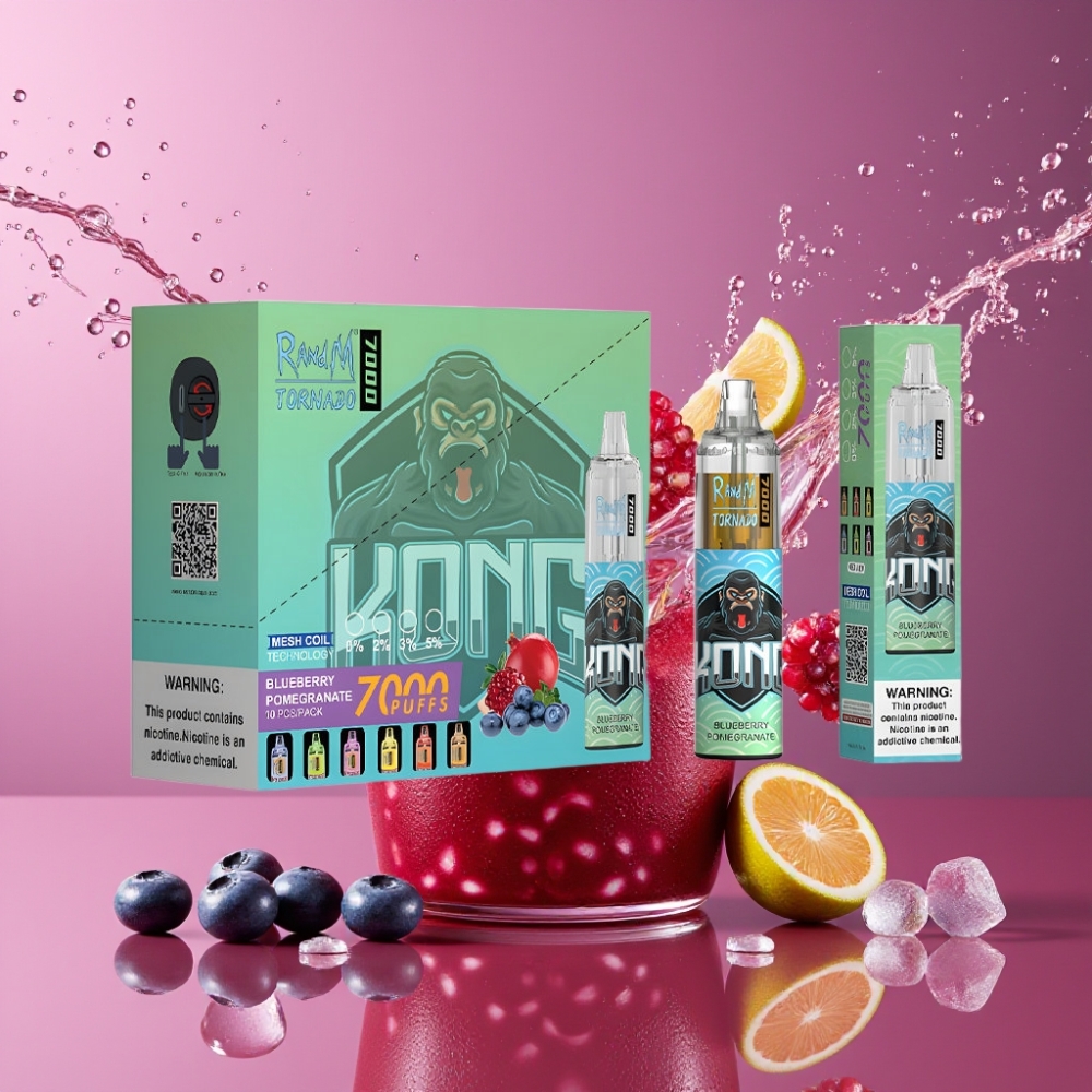 Suomi tukku RandM Fumot Tornado 7000 Disposable Vape 14ML E-liquid 850MAH Battery Type-C Port RGB Light Mustikka Granaatti