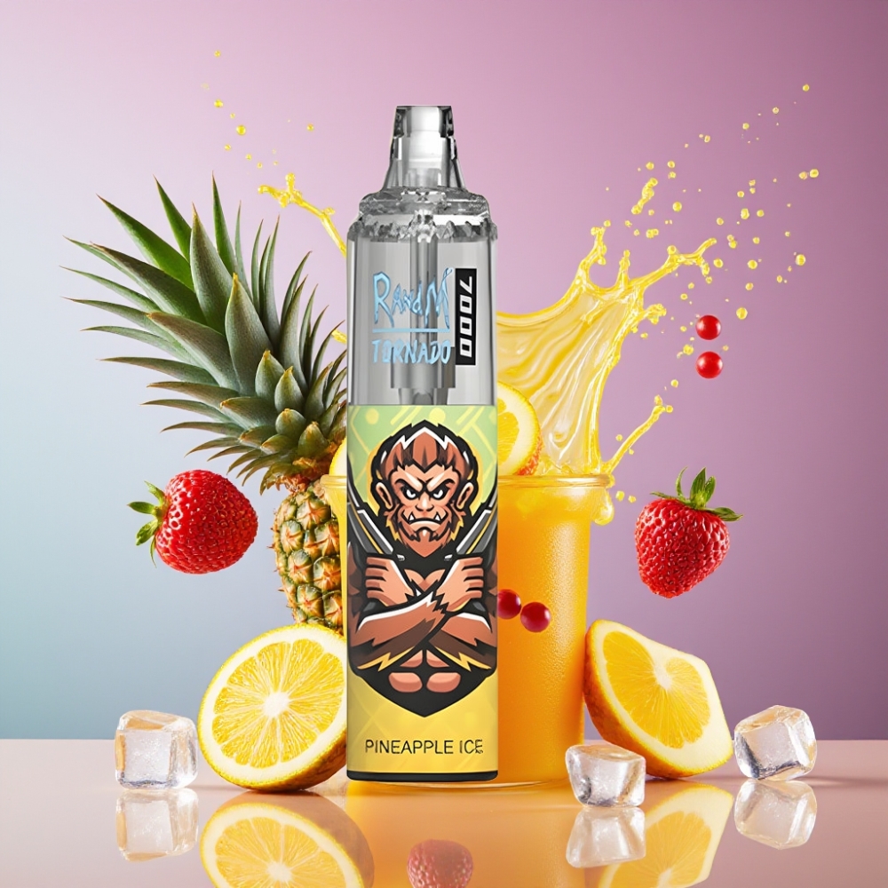 Suomi tukku RandM Fumot Tornado 7000 Disposable Vape 14ML E-liquid 850MAH Mesh Coil Ananass-Jää