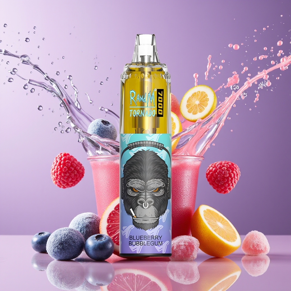 Suomi tukku RandM Fumot Tornado 7000 Disposable Vape 14ML E-liquid 850MAH Mesh Coil Type-C Port Mustikka Kuplakumi