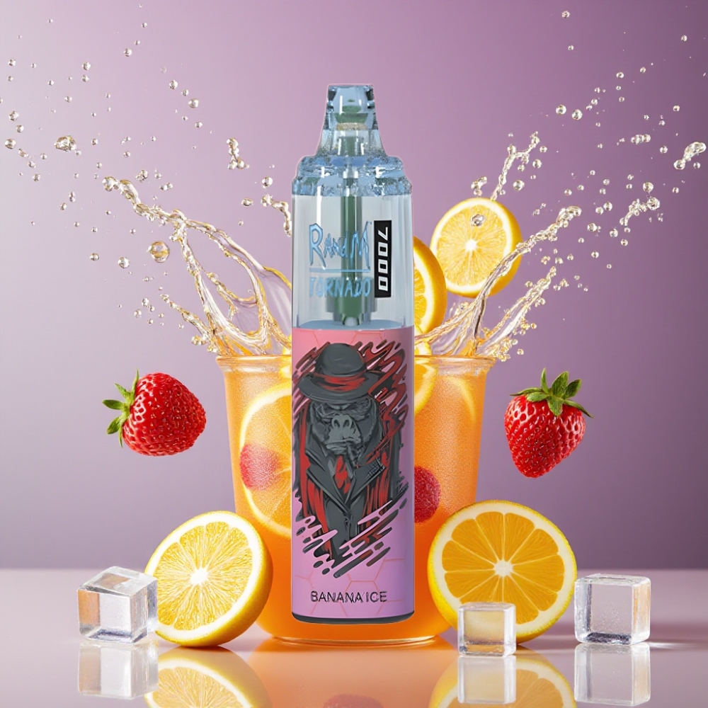 Suomi tukku RandM Fumot Tornado 7000 Disposable Vape 14 ML E-liquid 850 MAH Battery Banaanijää