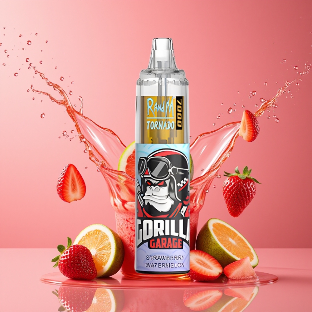 Suomi tukku RandM Fumot Tornado 7000 Disposable Vape 14 ML E-liquid 850 MAH Mesh Coil Mansikka-Vesimeloni