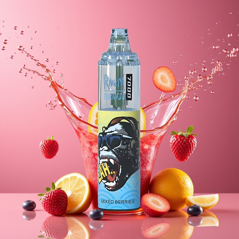 Suomi tukku - RandM Fumot Tornado 7000 Puffs 14ML E-liquid 850MAH Mesh Coil Disposable Vape Mixed Berries