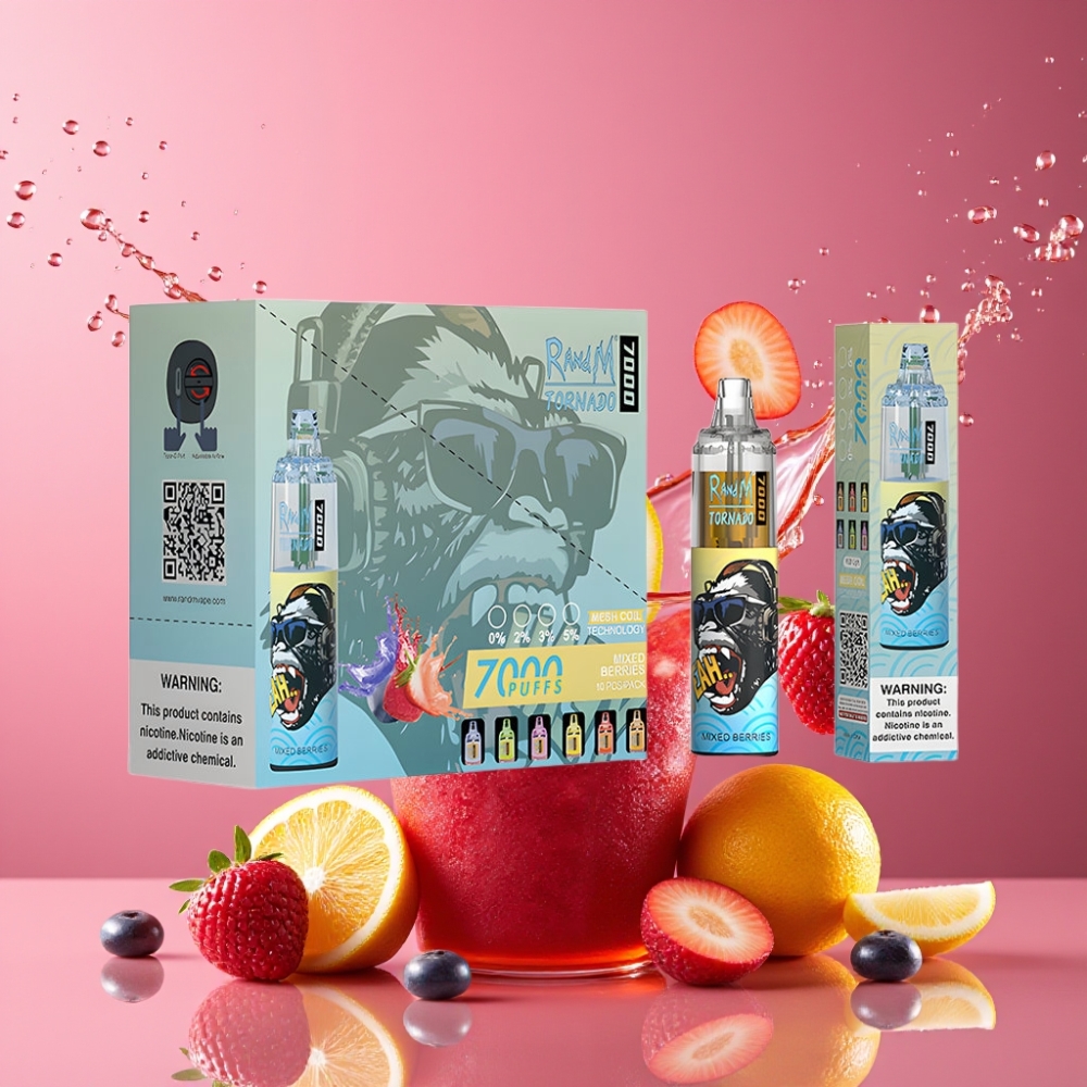 Suomi tukku - RandM Fumot Tornado 7000 Puffs 14ML E-liquid 850MAH Mesh Coil Disposable Vape Mixed Berries