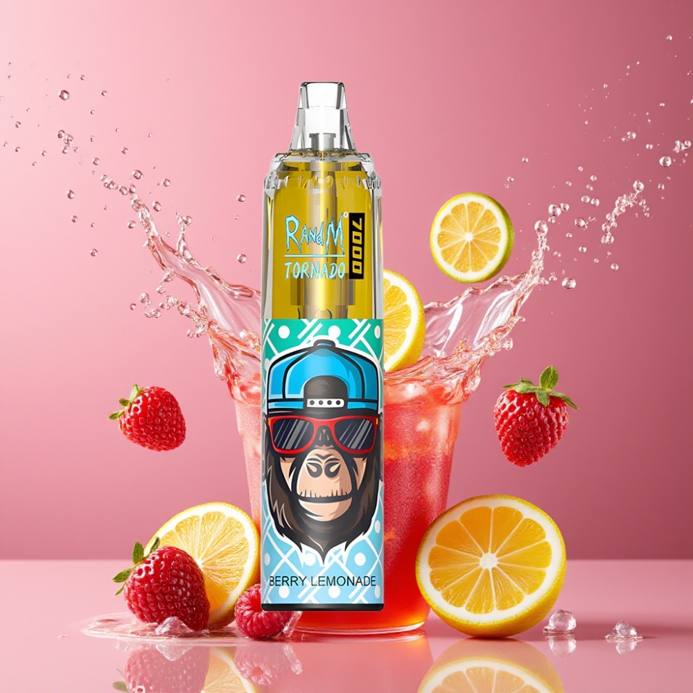 Suomi tukku RandM Fumot Tornado 7000 Puffs Disposable Vape 14ML E-liquid 850MAH Battery Mesh Coil Berry Lemonade (Marja-Limonadi)
