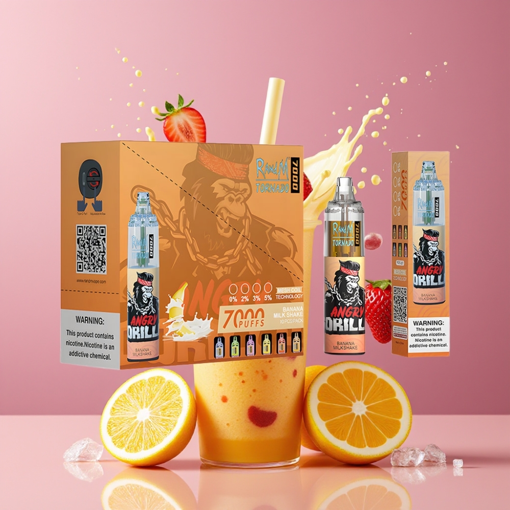 Suomi tukku - RandM Fumot Tornado 7000 Puffs Disposable Vape Bananamilkshake 14ML E-Neste Type-C Portti RGB-Valo 850MAH Paristo