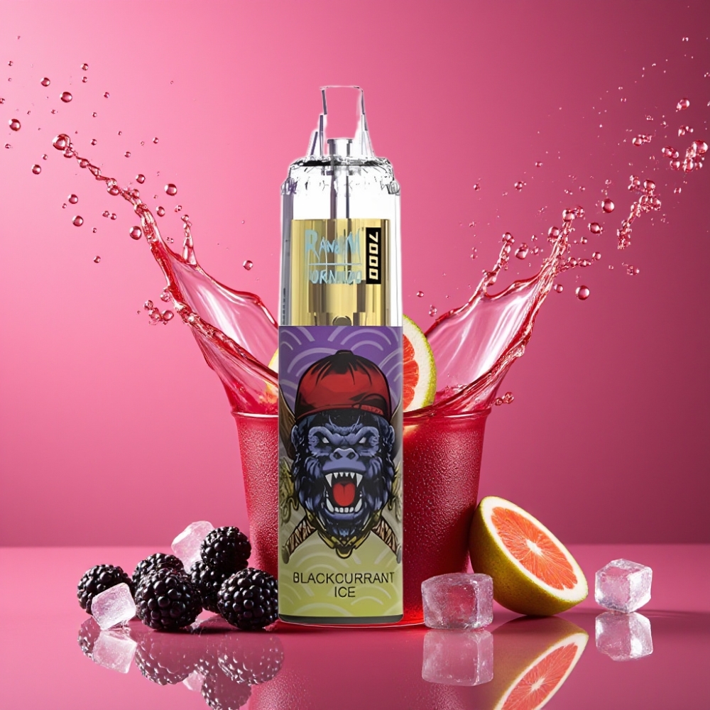 Suomi tukku - RandM Fumot Tornado 7000 Puffs Disposable Vape (Mustikkajää) - 14 ML E-liquid, 850 MAH Battery, Mesh Coil, Type-C Port, RGB Light, Air-Adjustable