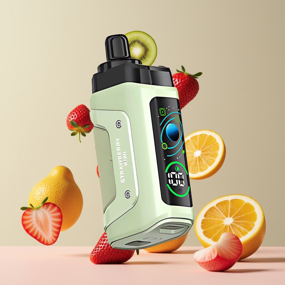 Suomi tukku Razz Bar 45000 Puffs Kertakäyttöinen Vape Mansikka-Kiivi, 1.0 Ohm Mesh Coil, Type-C Lataus, 20 mg/ml Nikotiinia