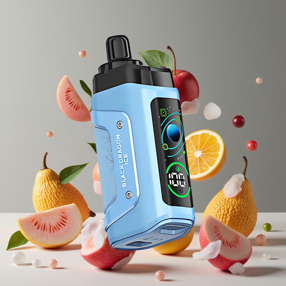 Suomi tukku Razz Bar 45000 Puffs Kertakäyttöinen Vape Musta Lohikäärme Jää & 1.0 Ohm Mesh Coil, 650mAh Type-C, 20 mg/ml Nikotiinia