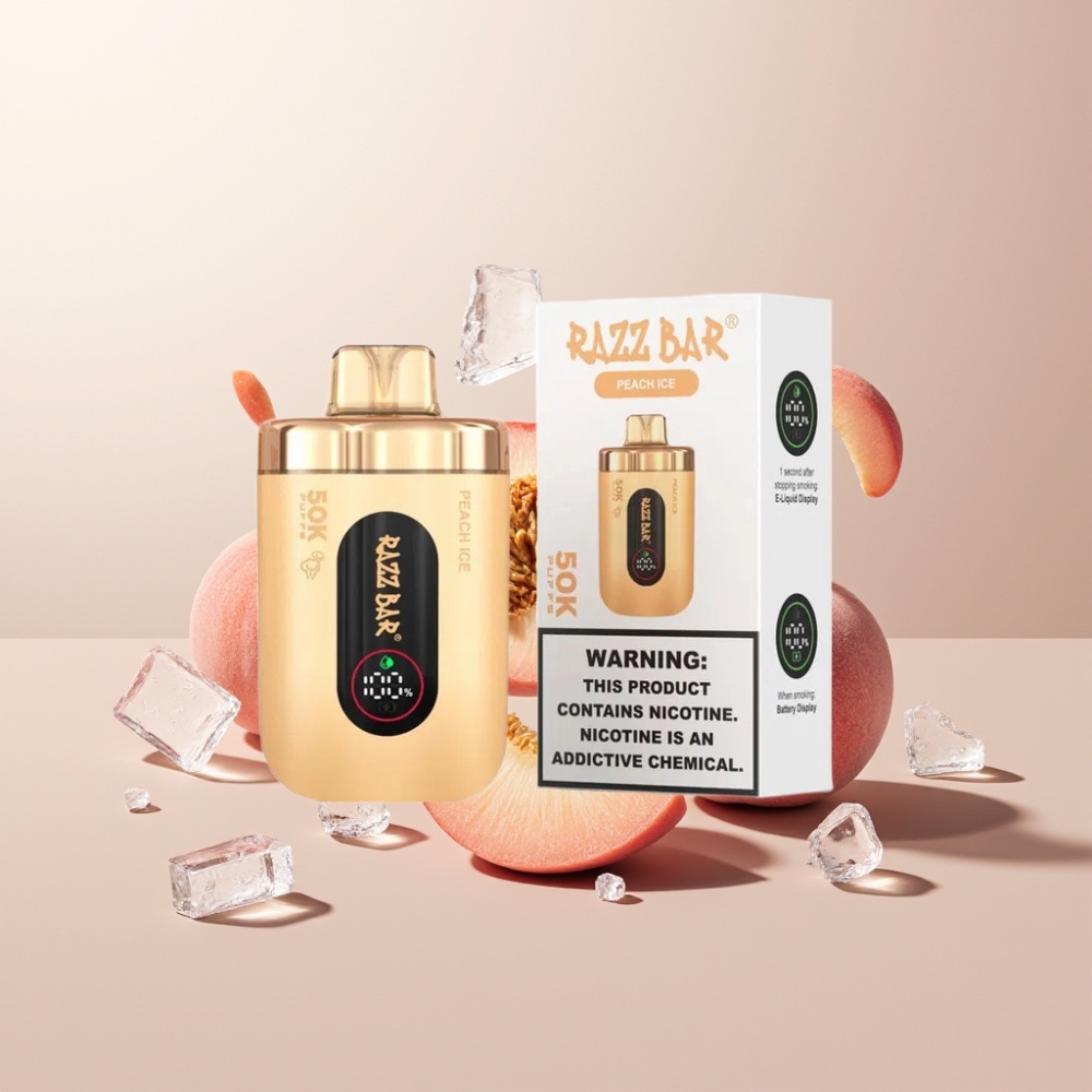 Suomi tukku Razz Bar 50K Puffs Kertakäyttöinen Vape Persikka-Jää 50000 Tupaa, 1.0 Ohm Mesh, Type-C Ladata