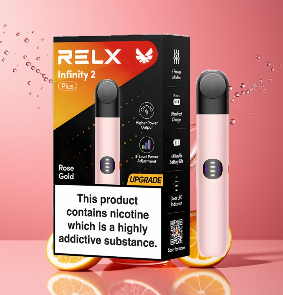 Suomi tukku RELX Infinity 2 Plus Device Rose Gold - 3 Adjustable Modes, 440mAh Battery, Type-C Charging, 1.9ml Capacity