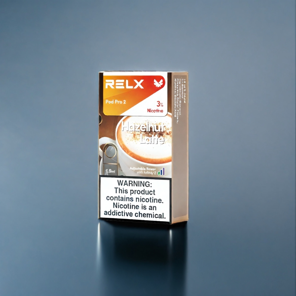 RELX Pod Pro 2 Suomi Tukku – 600 Puffs, 1.9ml, 3%/5% Nikotiinia, 2/3 Annosta Pakkauksessa, Pähkinä-Latte Maku, 3 Jännitemoodia (Eco/Smooth/Boost)