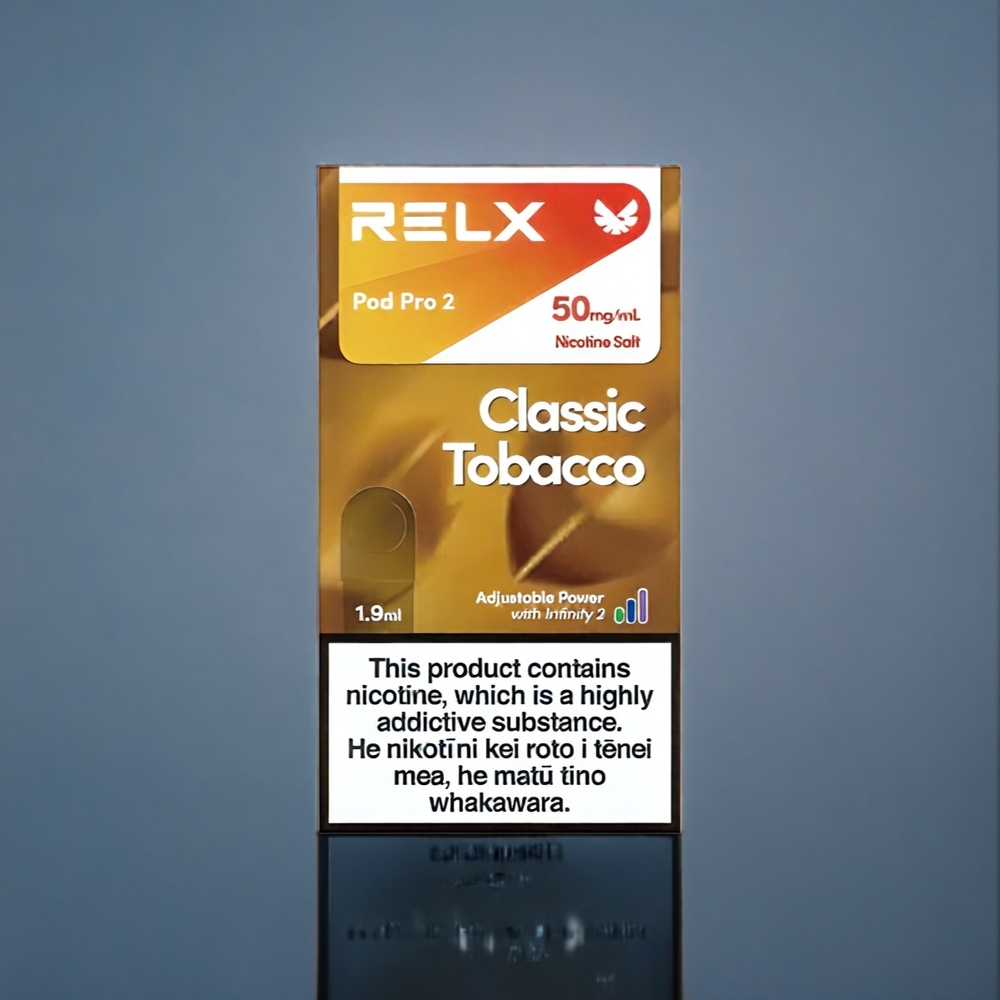 RELX Pod Pro 2 Suomi Tukku – Classic Tobacco – 3% & 5% Nikotiinia – 600 Puffs – 1.9ml – 2/3 Pods per Pack – 3 Voltage Modes