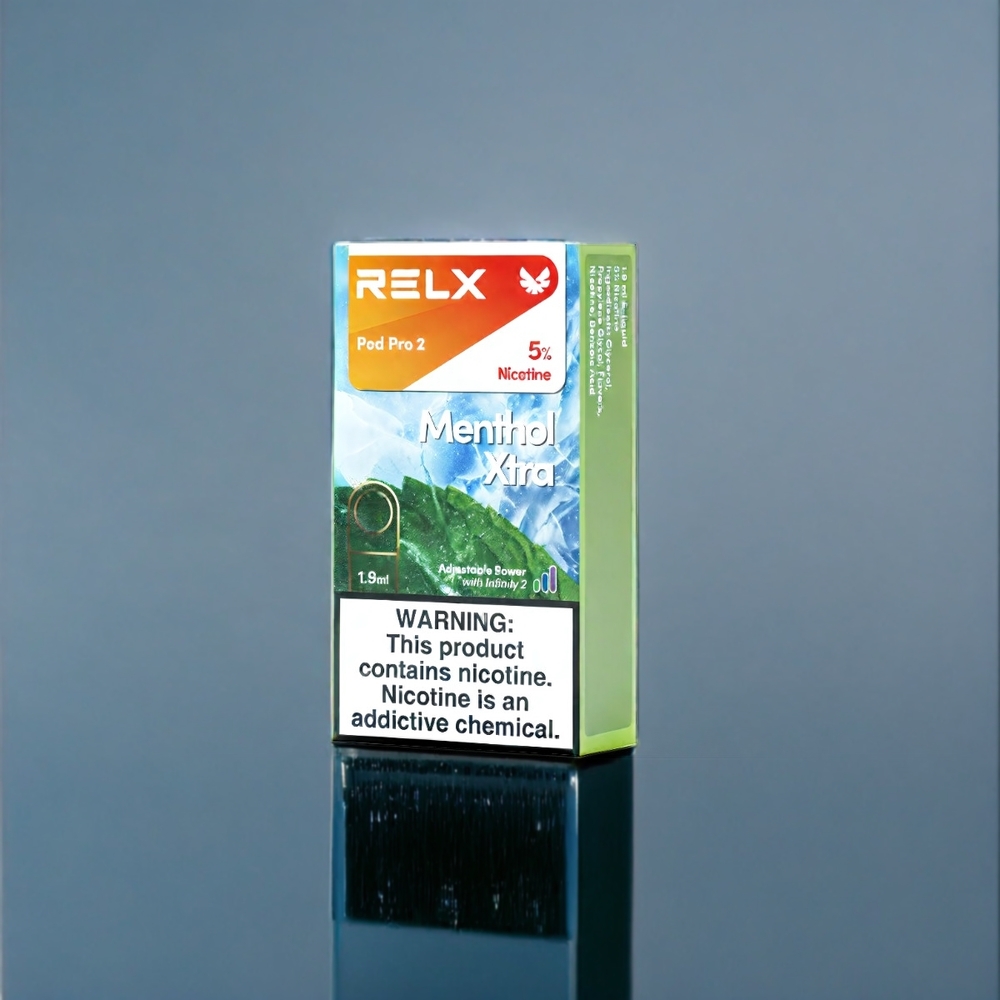 RELX Pod Pro 2 Suomi Tukku - Menthol Xtra, 600 Puffs, 1.9ml, 3%/5% Nikotiinia, 2/3 Podia/Pakkaus, 3 Jännitemuutosta (Eco 5.5W, Smooth 6.5W, Boost 8W)