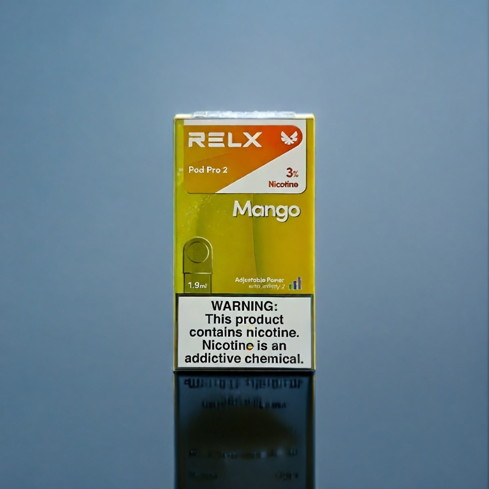Suomi tukku RELX Pod Pro 2 Mango Ice - 5% Nikotiinia, 600 puffs, 1.9ml, 2/3 kpl/pakkaus, 3 tehosäädettä