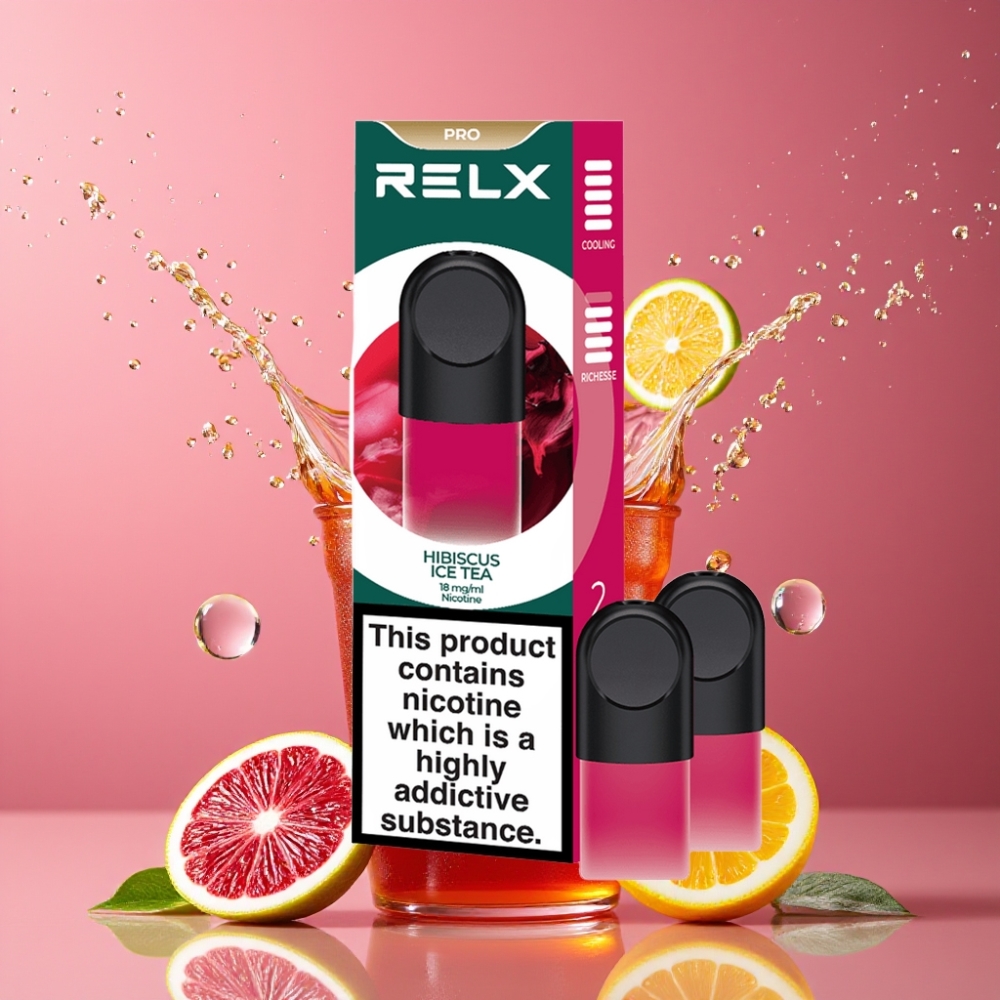 Suomi tukku RELX Pod Pro 1.8% Nikotiinia Hibiscus Jäätee – 1.9 ml Neste, Täydellinen Maku & Pehmeä Kokemus, Optimoidut Vedot ja Rikas Höyry