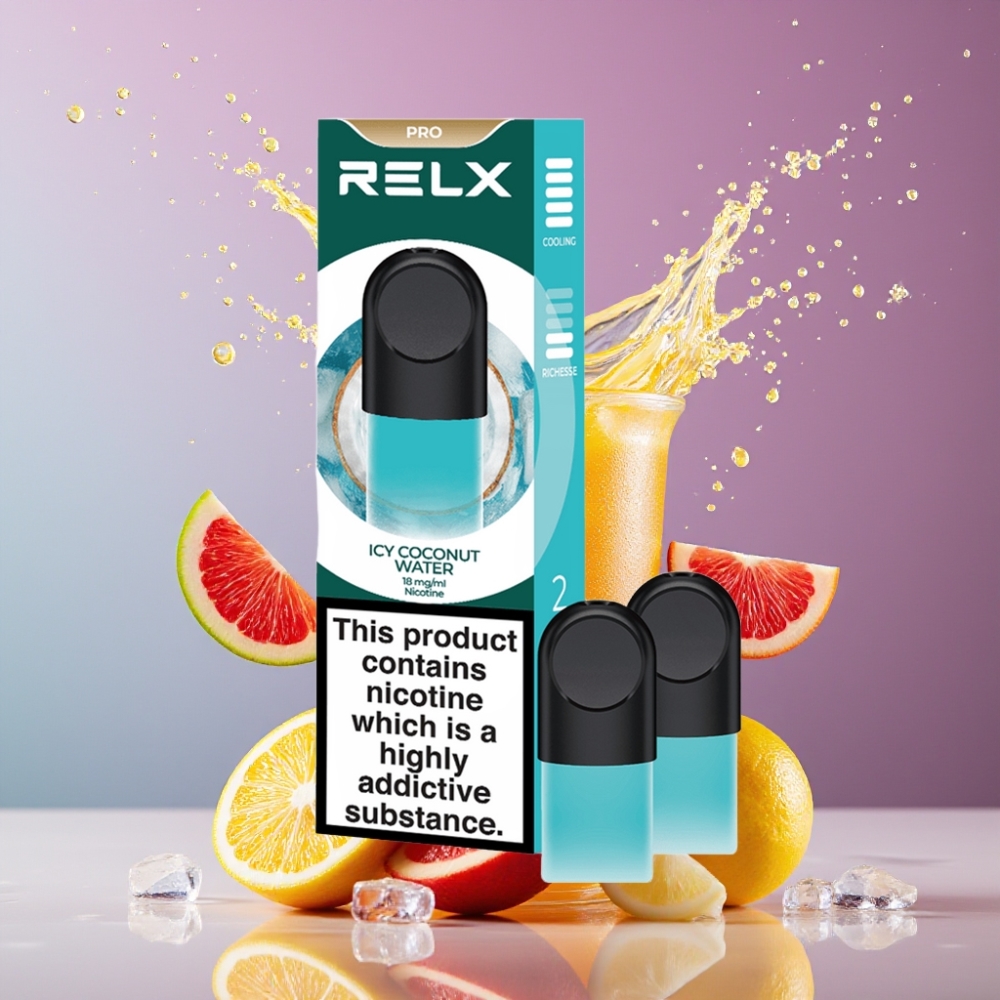 Suomi tukku RELX Pod Pro Vape Device 1.8% Nikotiinia / 1.9 ml Jääkylmä Kookosvesi – Great Taste & Super Smooth Experience