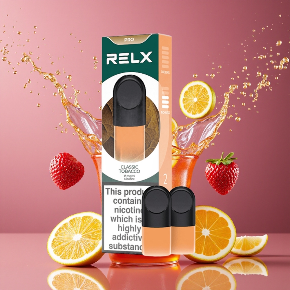 Suomi tukku RELX Pod Pro Vape Device Classic Tobacco – 1.8% Nicotine, 1.9 ml Pod, Great Taste & Super Smooth Experience