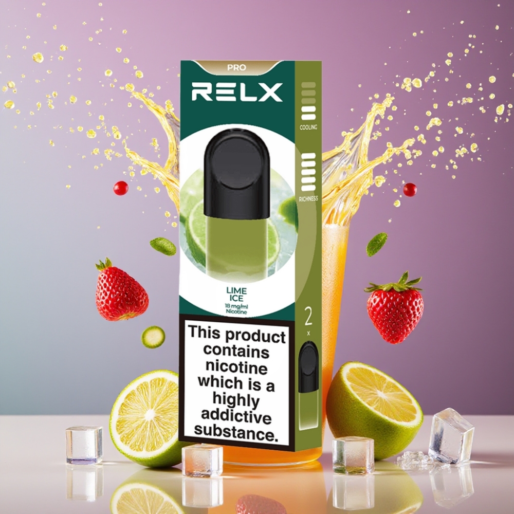 Suomi tukku RELX Pod Pro Vape Device Lime Ice – 1.8% Nicotine, 1.9 ml Pod, Great Taste & Super Smooth Experience