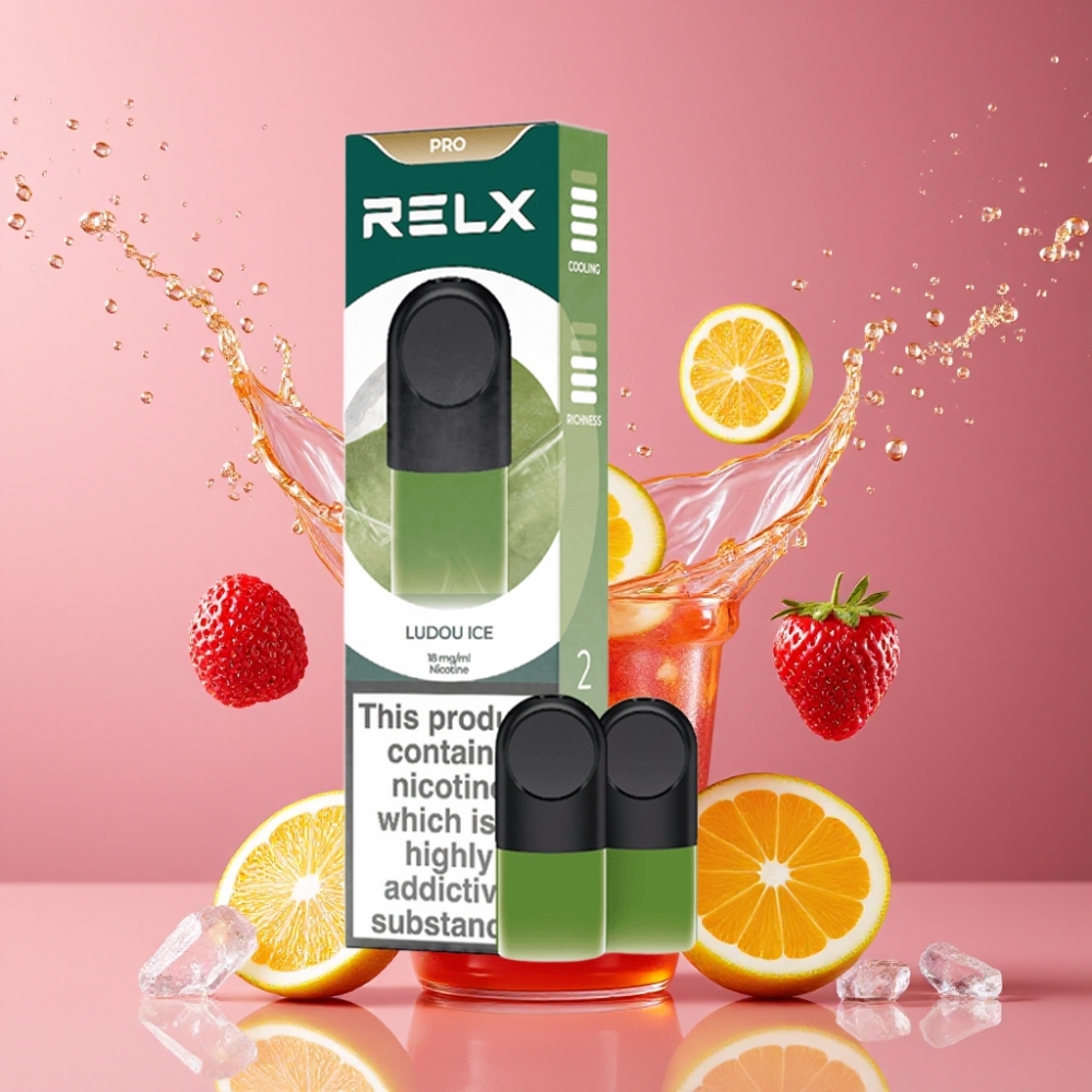 Suomi tukku RELX Pod Pro Vape Device Ludou Ice – 1.8% Nikotiinia, 1.9 ml Nestettä, Erinomainen Maku & Ultra Pehmeä Kokemus