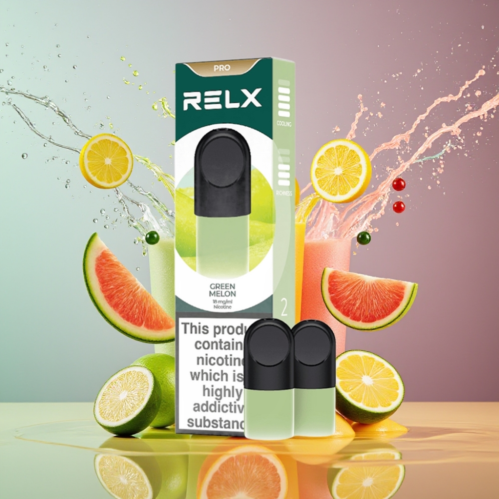 Suomi tukku RELX Pod Pro Vape Device Vihreä Meloni – 1.8% Nikotiinia, 1.9 ml, Great Taste & Super Smooth, Optimized Draw Resistance, Rich Vapor