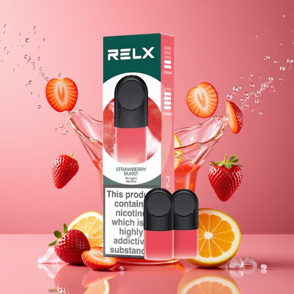 Suomi tukku RELX Pod Pro Vape Laite Mansikkaräjähdys – 1.8% Nikotiinia, 1.9 ml Nestettä, Erinomainen Maku & Pehmeä Kokemus, Optimoidun Imu, Runsas Höyry