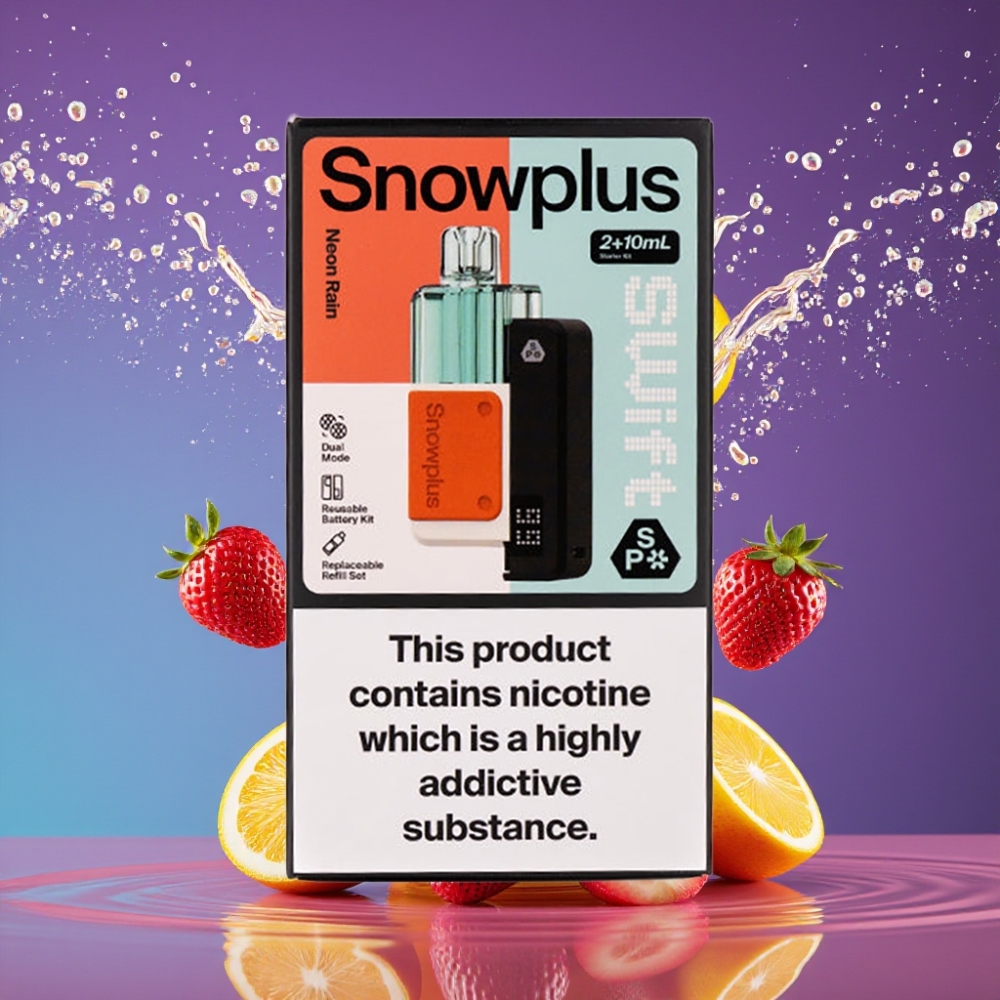 Snowplus Swift 5000 Puffs Prefilled Pod Kit Neon Sade & Lumivalkea – Suomi Tukku – 1000 mAh, 2+10 ml, 2% Nikotiinia
