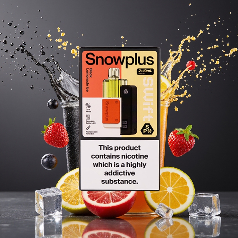 Snowplus Swift 5000 Puffs Suomi Tukku Musta Limonadi Jää Dual Mesh 1000 mAh 2+10 ml 2%