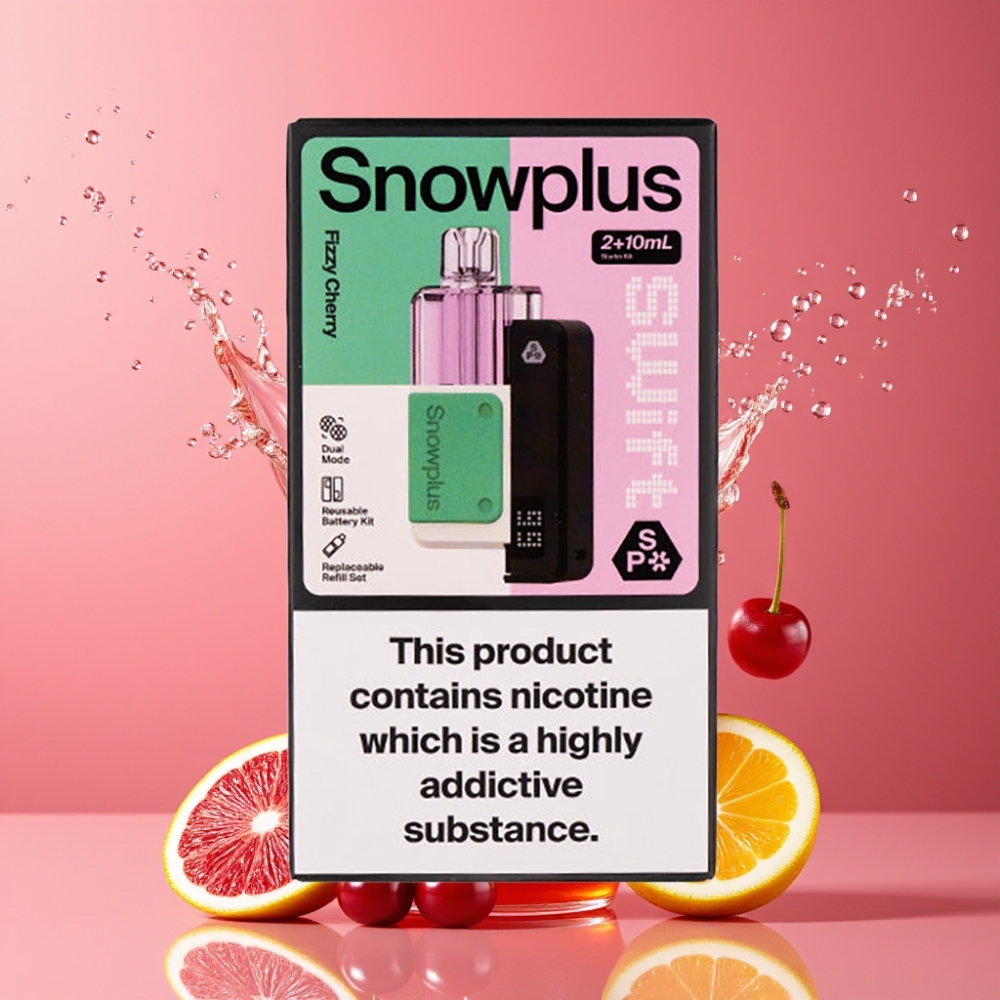 Suomi tukku Snowplus Swift 5000 Puffs Prefilled Pod Kit 1000mAh Dual Mesh 65g Fizzy Cherry (Kirsikka)