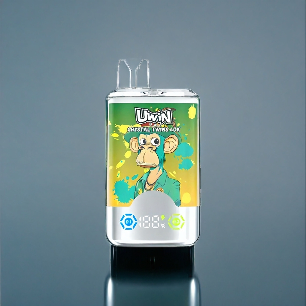Suomi tukku UWIN Crystal Twins 40000 Puffs 2-eristä makua (Kiivi-Passionhedelmä-Guava ja Kaksi Omenaa) 850mAh Type-C 32ml
