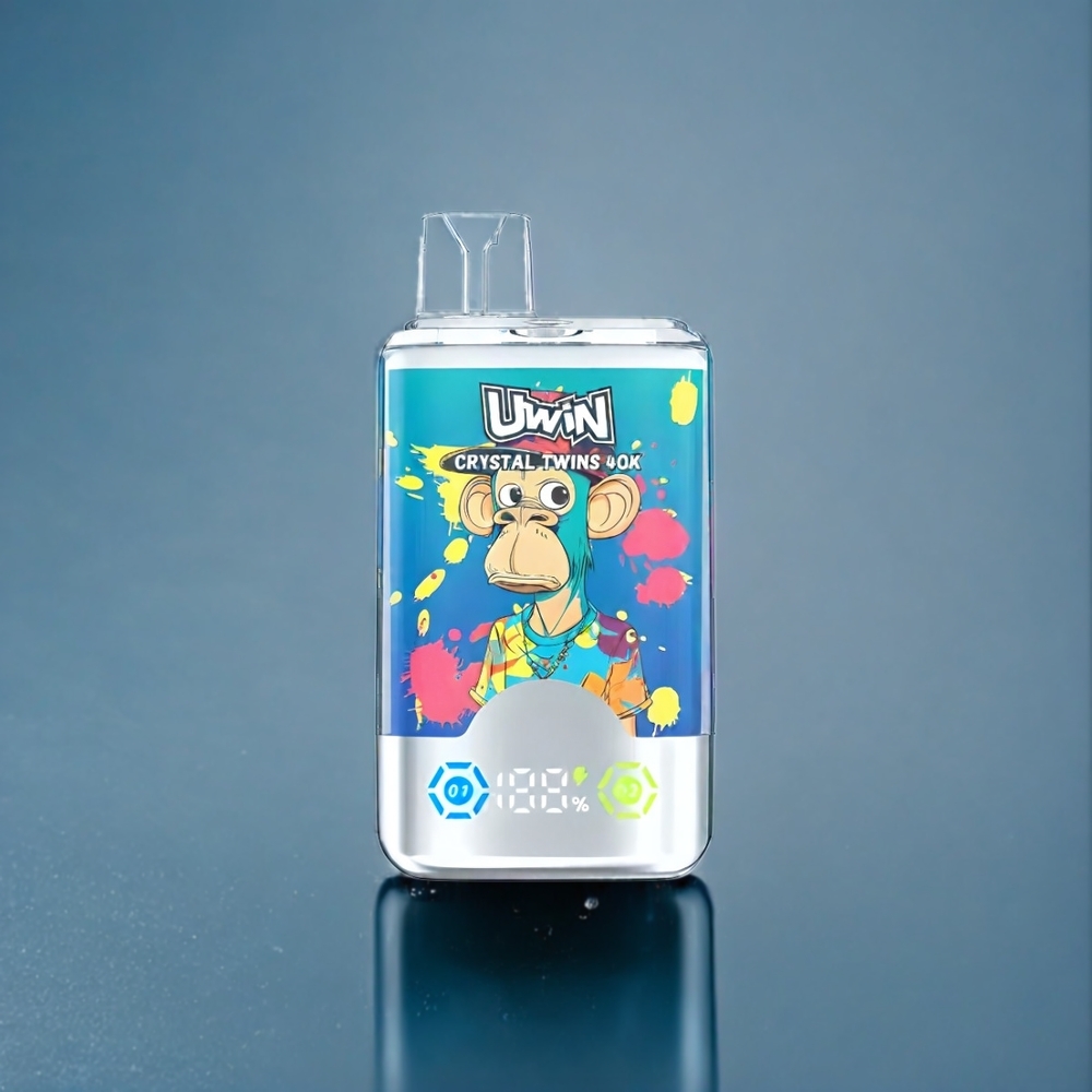 Suomi tukku UWIN Crystal Twins 40000 Puffs 2 makua – Mustikka Jää & Kesäpersikka Jää 850mAh Type-C 32ml