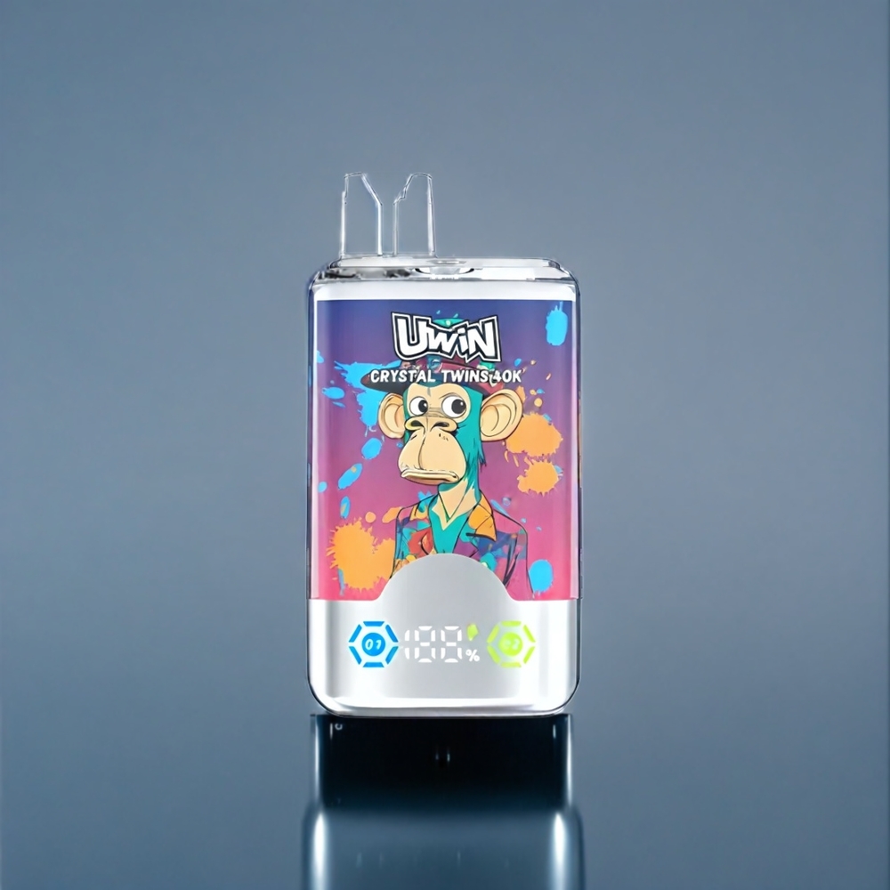 Suomi tukku UWIN Crystal Twins 40000 Puffs 32ml 850mAh Type-C - Mansikka-Kiivi-Viiniräjä Jää