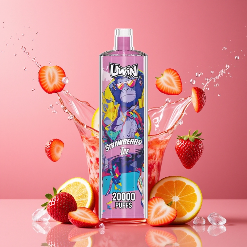Suomi tukku Uwin Shisha Hookah Crystal 20000 Puffs 22ml Mesh Coil Type-C 650mAh Mansikkajää