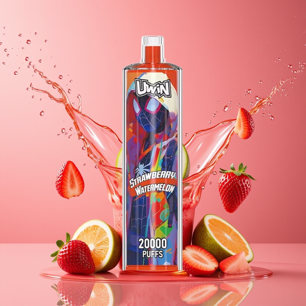 Suomi tukku Uwin Shisha Hookah Crystal 20000 Puffs 22ml Type-C Mesh Coil 650mAh Mansikka-Arbuusi