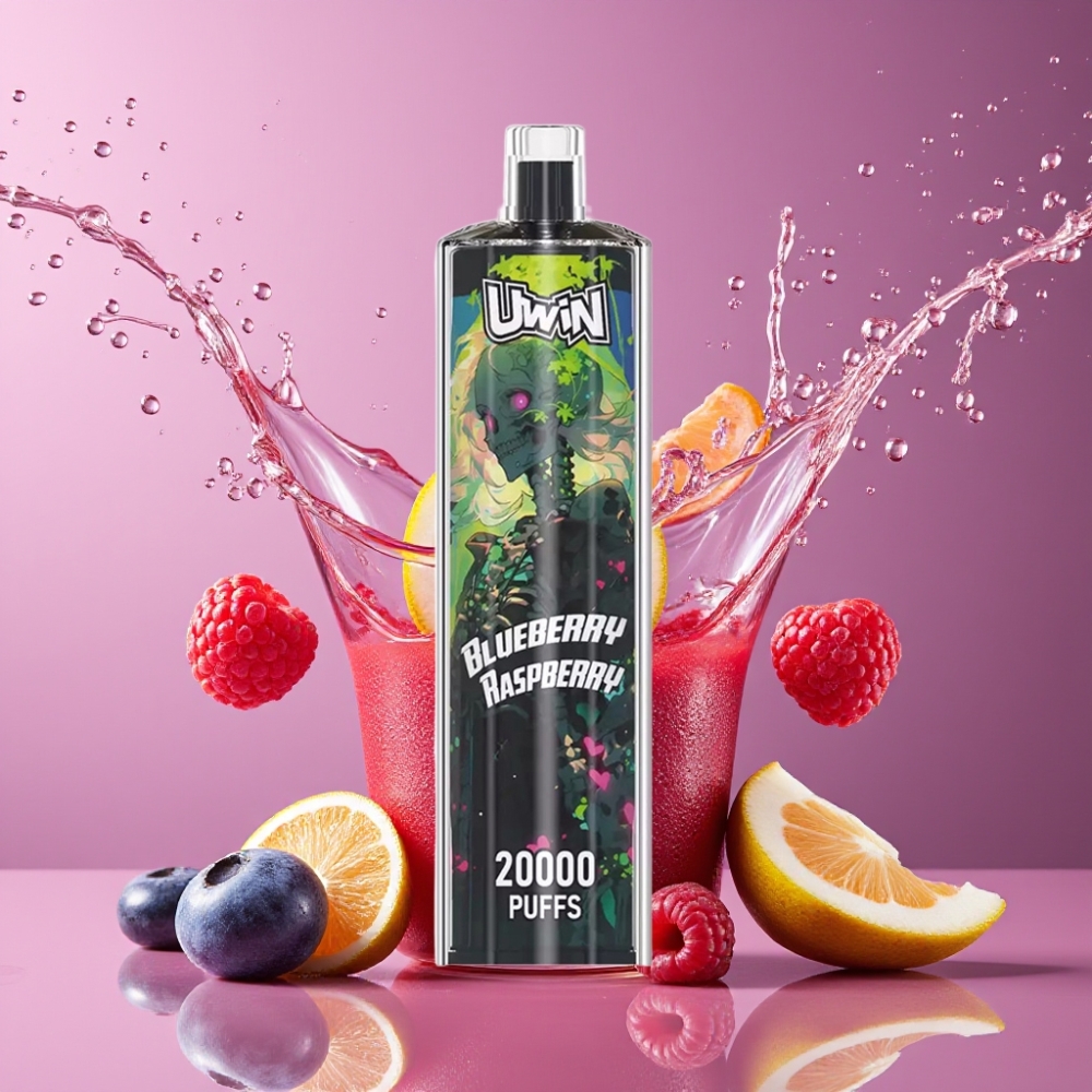 Suomi tukku Uwin Shisha Hookah Crystal 20000 Puffs 22ml Type-C Mesh Coil Mustikka-Vadelma (Blueberry Raspberry)