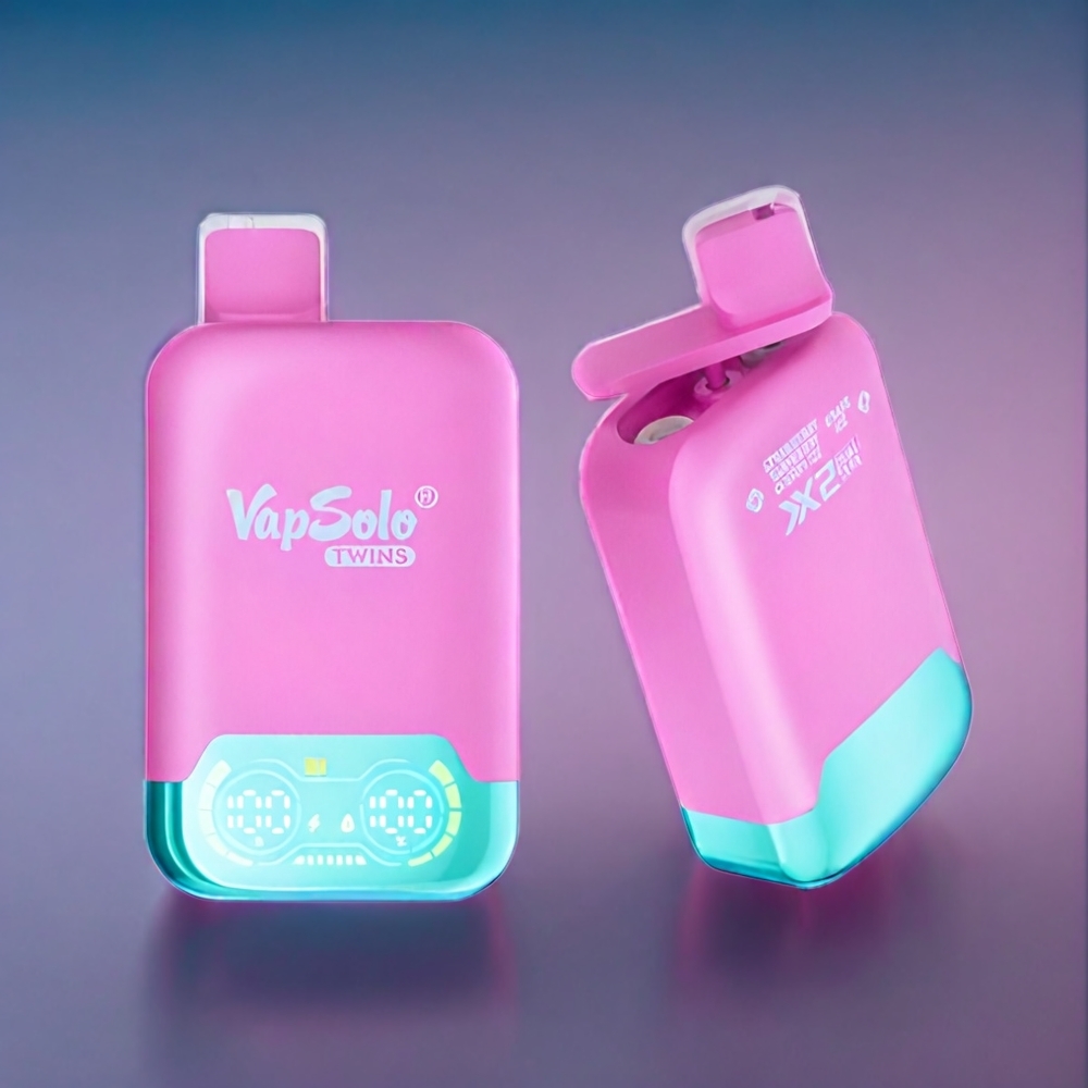 Suomi tukku Vapsolo Twins 20000 Puffs Vape Mansikka Vadelma Kirsikka Ice & Viinirypäle Ice – 40ml, 2 säiliötä, Type-C