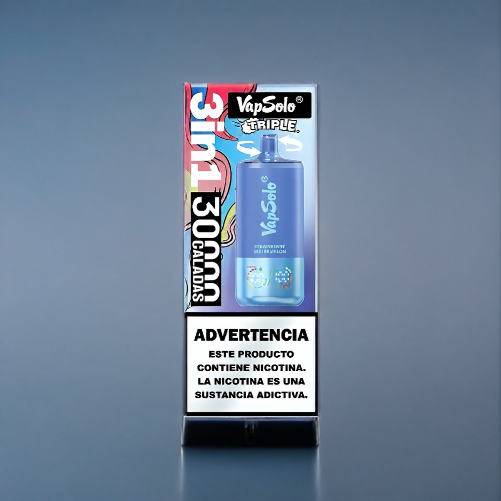 Suomi tukku VapSolo Tripe 30000 Puffs 40ml Mansikka-Vesimeloni & Mustikkajää Type-C