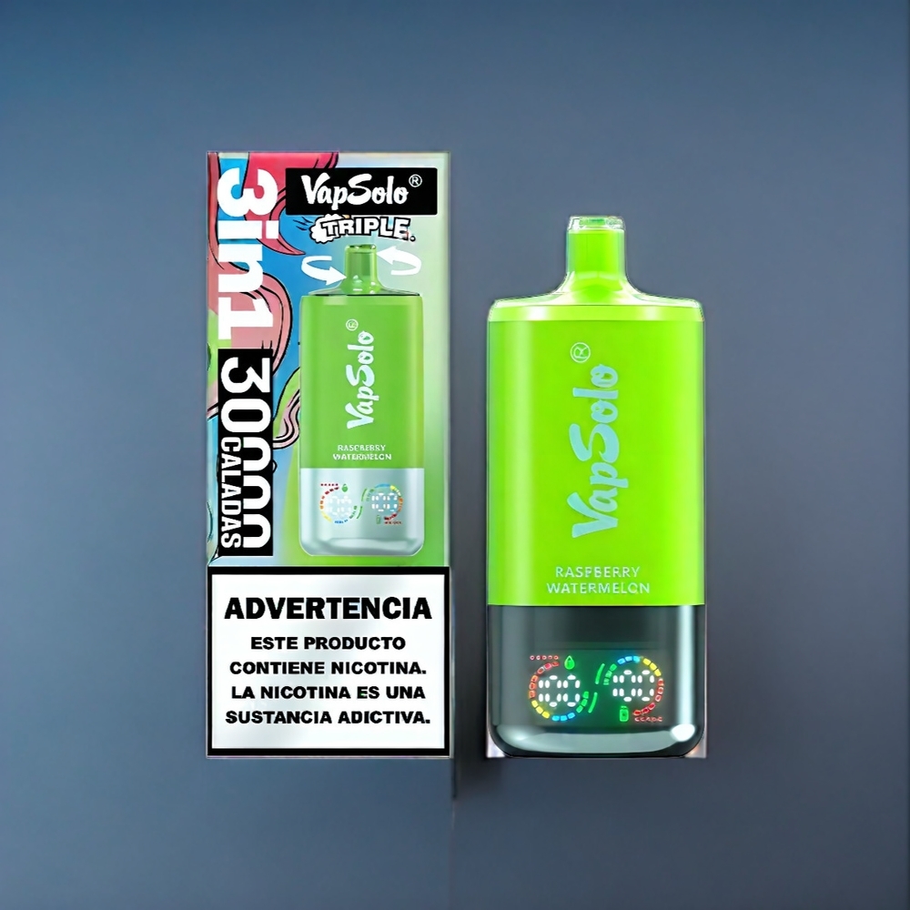 Suomi tukku VapSolo Tripe 30000 Puffs 40ml Vape Vadelma-Arbuusi Type-C
