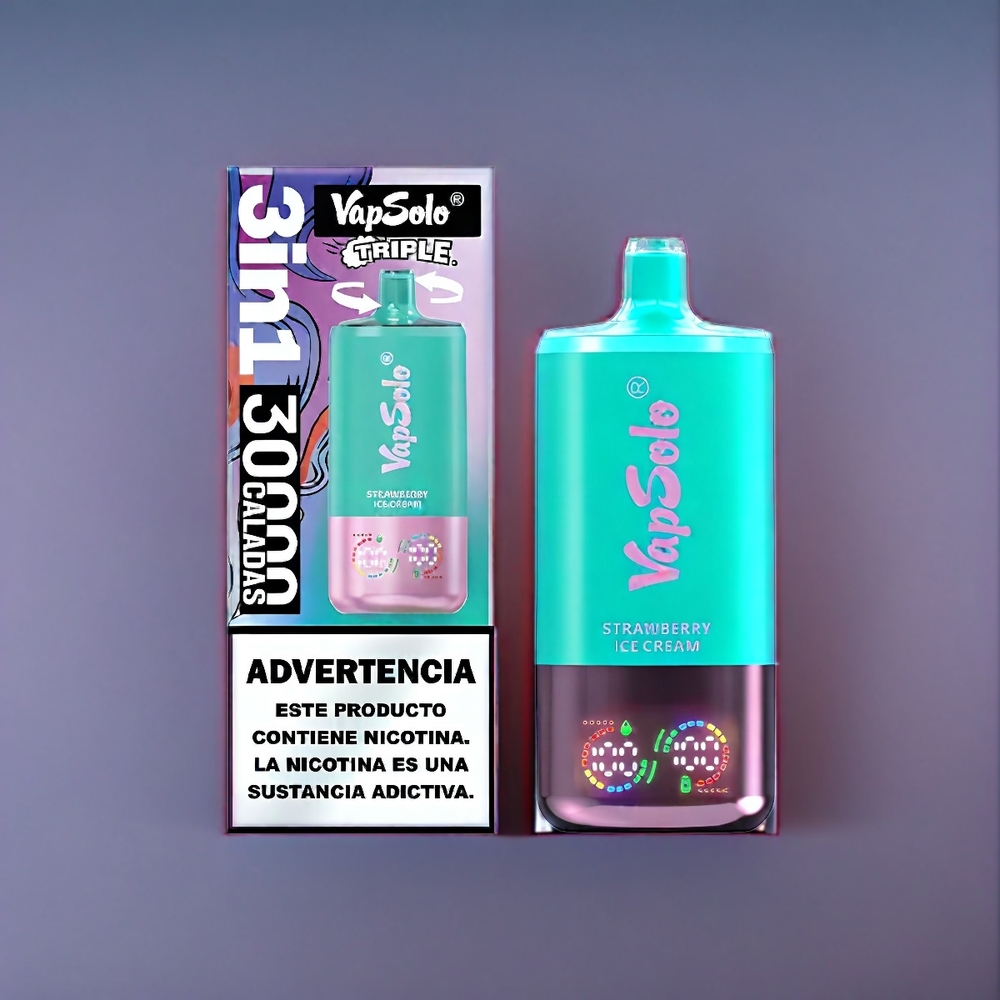 Suomi tukku VapSolo Tripe 30000 Puffs Mansikkajäätelö 40ml Type-C
